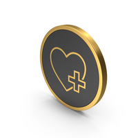 Gold Icon Heart With Medical Cross PNG & PSD Images