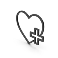 Symbol Heart With Medical Cross Black PNG & PSD Images