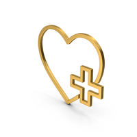 Symbol Heart With Medical Cross Gold PNG & PSD Images