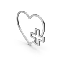 Symbol Heart With Medical Cross Silver PNG & PSD Images