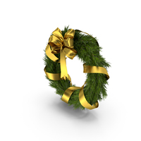 Christmas Wreath with Gold Bow and Ribbon PNG & PSD Images