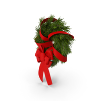 Christmas Wreath with Red Bow and Ribbon PNG & PSD Images