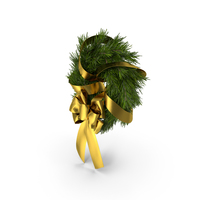 Christmas Wreath with Gold Bow and Ribbon PNG & PSD Images