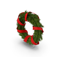 Christmas Wreath with Red Ribbon PNG & PSD Images