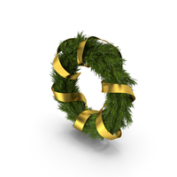 Christmas Wreath with Gold Ribbon PNG & PSD Images