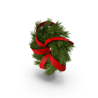 Christmas Wreath with Red Ribbon PNG & PSD Images