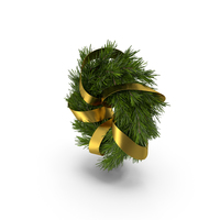 Christmas Wreath With Gold Ribbon PNG & PSD Images