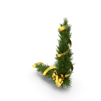 Christmas Corner Decoration with Gold Bow and Ribbon PNG & PSD Images