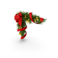 Christmas Corner Decoration with Bows and Ribbon PNG & PSD Images