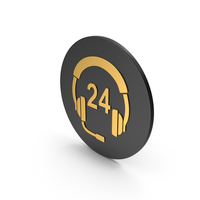 24 Hour Support Gold Icon PNG & PSD Images