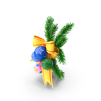 Fir Branches with Ribbon and Christmas Balls PNG & PSD Images