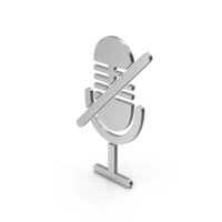 Symbol Mute Microphone Silver PNG & PSD Images