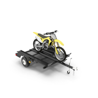 Three Place Motorcycle Trailer with Motorbike PNG & PSD Images