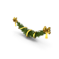 Christmas Garland with Gold Bows and Ribbon PNG & PSD Images