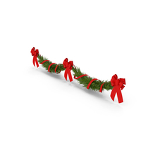 Christmas Garland with Red Bows and Ribbon PNG & PSD Images