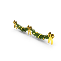 Christmas Garland with Gold Bows and Ribbon PNG & PSD Images