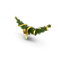Christmas Garland with Gold Bow and Ribbon PNG & PSD Images