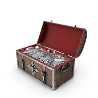 Treasure Chest Open with Silver Coins PNG & PSD Images