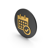 Calendar With Checkmark Gold Icon PNG & PSD Images