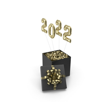 Black Surprise Box with Gold Symbol 2022 Balloons Letter PNG & PSD Images