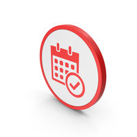 Icon Calendar With Checkmark Red PNG & PSD Images