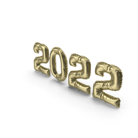 Symbol 2022 with Gold Balloons Letter PNG & PSD Images