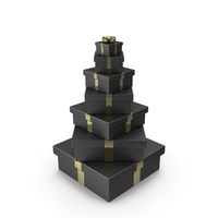 Noel from Black Gift Boxes with Gold Ribbon PNG & PSD Images