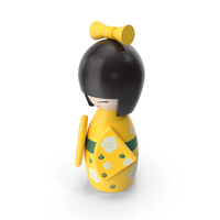 Japanese Doll Kokeshi Yellow PNG & PSD Images
