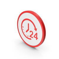 Icon 24 Hour Time Red PNG & PSD Images