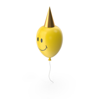 Yellow Smiley Balloon with Gold Hat PNG & PSD Images