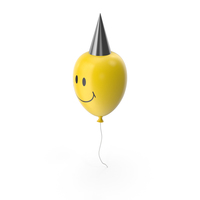 Yellow Smiley Balloon with Silver Hat PNG & PSD Images