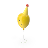 Yellow Smiley Balloon with Yellow Hat and Orange Pom Pom PNG & PSD Images