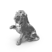 Raised Paw Lion Metal Statue PNG & PSD Images