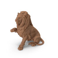 Raised Paw Lion Sandstone Statue PNG & PSD Images