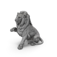 Raised Paw Lion Stone Statue PNG & PSD Images