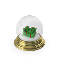Christmas Snow Globe with Green Gift Boxes PNG & PSD Images