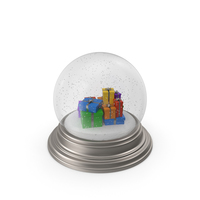 Christmas Snow Globe with White Gift Boxes PNG & PSD Images
