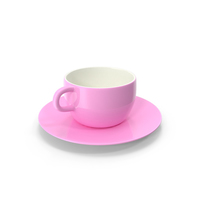 Cup with Plate Pink PNG & PSD Images
