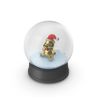 Golden Christmas Teddy Bear Inside Globe PNG & PSD Images