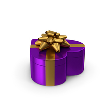 Heart Gift Box Purple Gold PNG & PSD Images