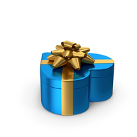 Heart Gift Box Blue Gold PNG & PSD Images