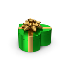 Heart Gift Box Green Gold PNG & PSD Images