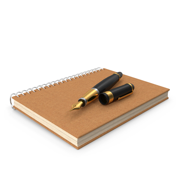 Spiral Note Book And Fountain Pen PNG & PSD Images