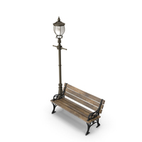 Victorian Street Lamp and Park Bench PNG & PSD Images