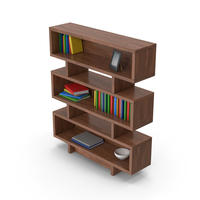 Bookcase With Books Dark Wood PNG & PSD Images