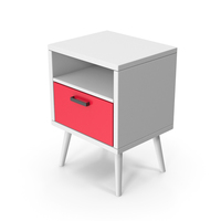 Bedside Night Stand Red White PNG & PSD Images