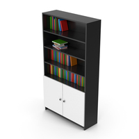 Bookcase With Books Black White PNG & PSD Images