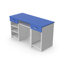 Home Office Desk Blue White PNG & PSD Images