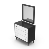 Drawer Dresser With Mirror Black White PNG & PSD Images