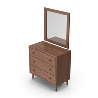 Drawer Dresser With Mirror Dark Wood PNG & PSD Images